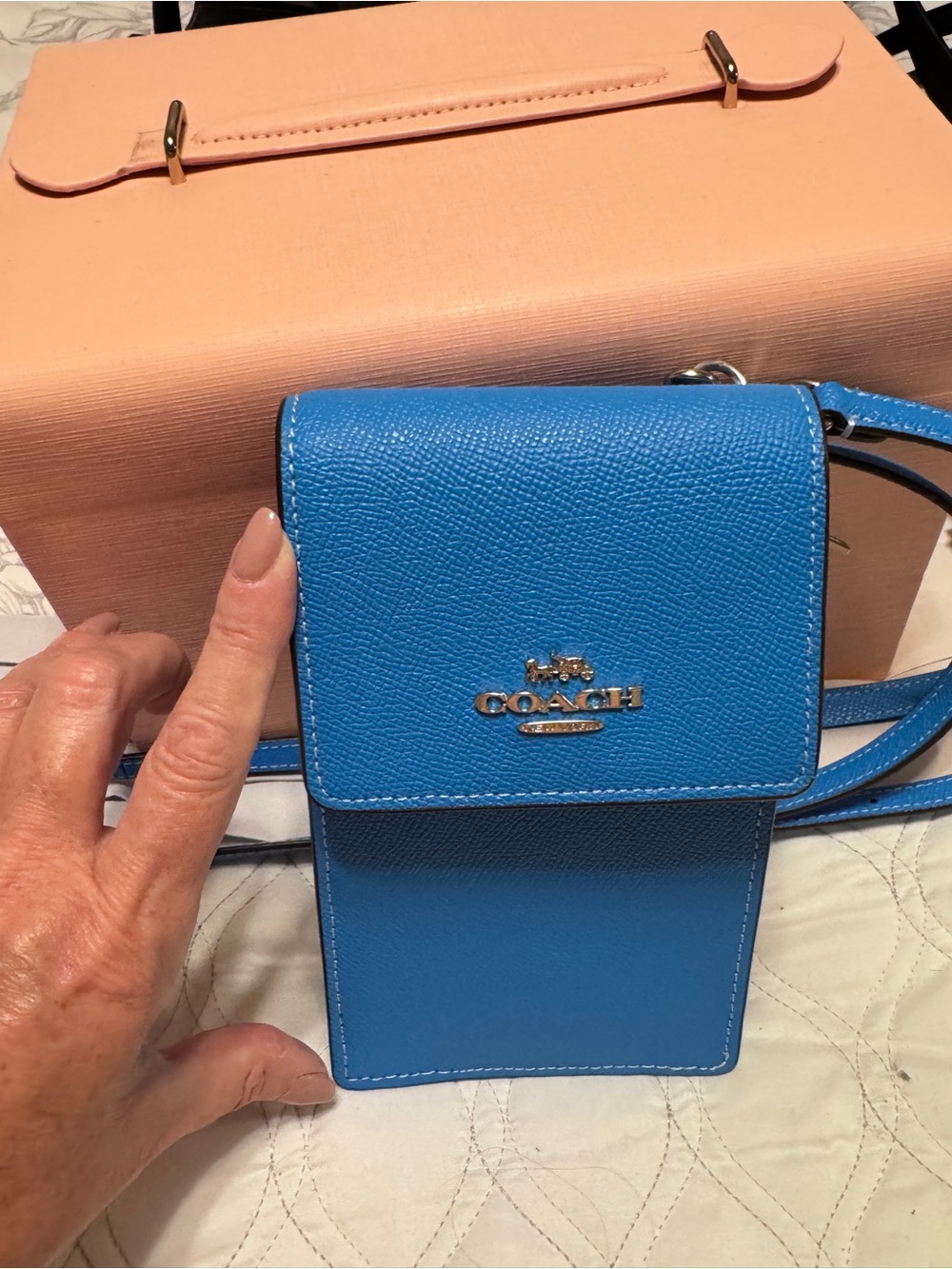 Coach Bright Blue Crossbody Phone Pouch